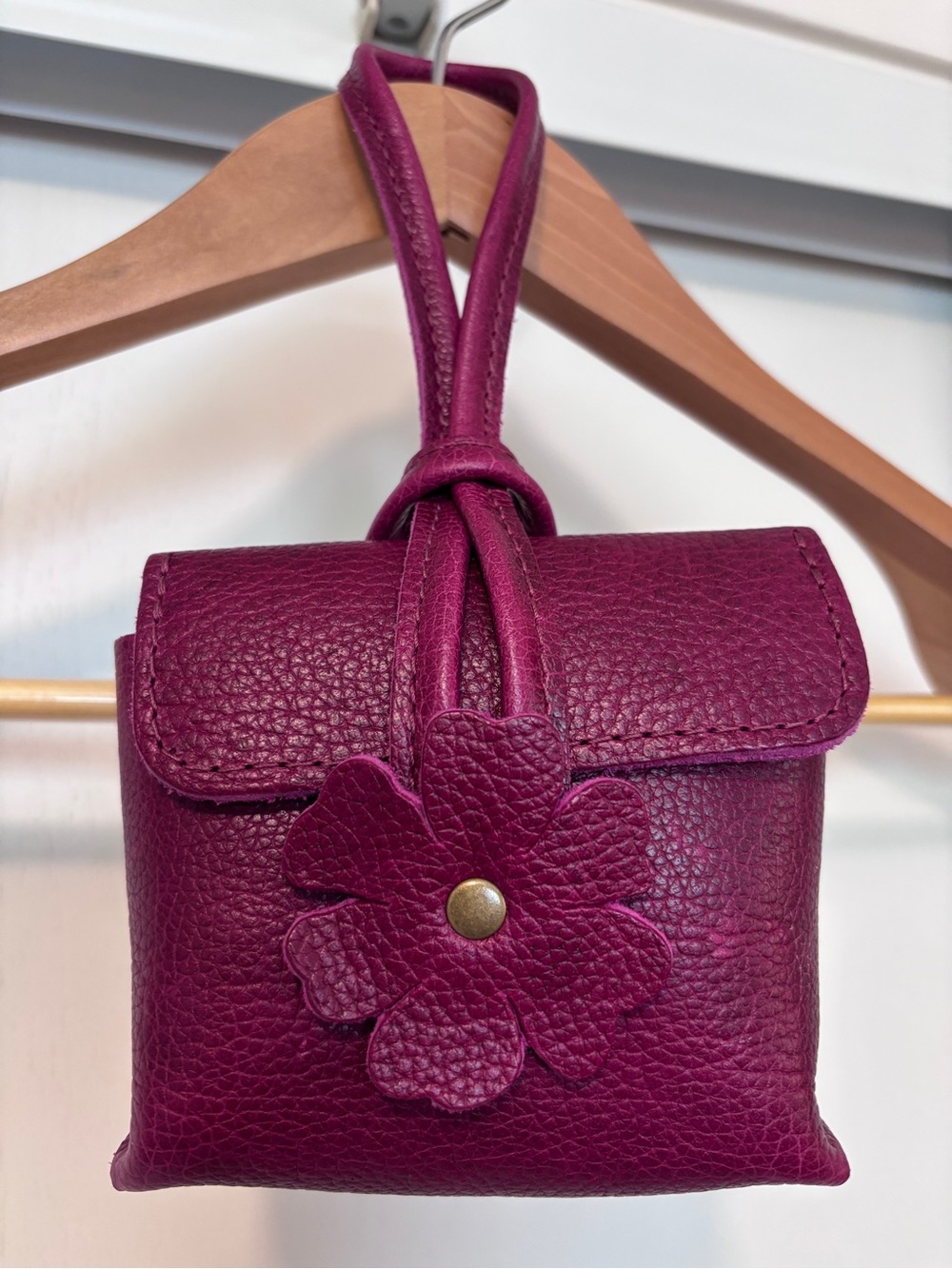 Portland Leather Blooming Wristlet Orchid Flower Fuchsia Pink Pebbled